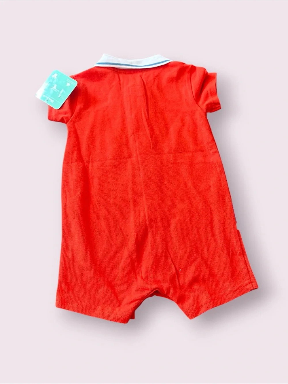 NWT Disney Baby Red Orangish Polo-Style Mickey & Friends Baby Romper Size 12 Mon